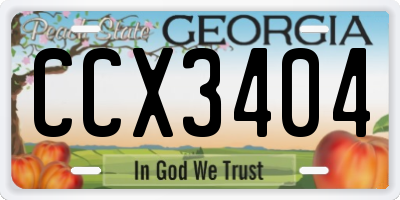 GA license plate CCX3404