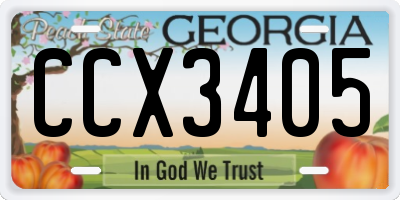 GA license plate CCX3405