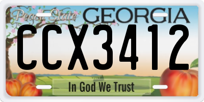 GA license plate CCX3412