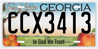 GA license plate CCX3413