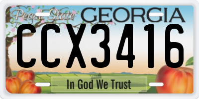 GA license plate CCX3416