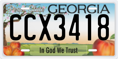 GA license plate CCX3418