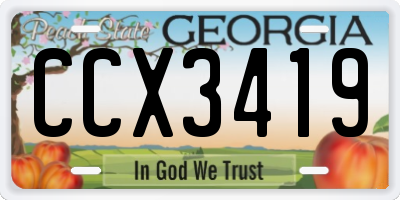 GA license plate CCX3419