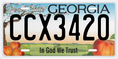 GA license plate CCX3420