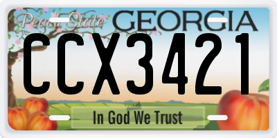 GA license plate CCX3421