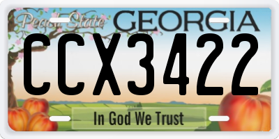 GA license plate CCX3422