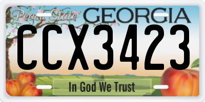 GA license plate CCX3423