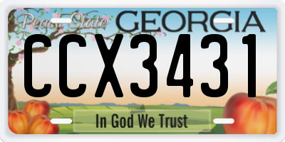 GA license plate CCX3431