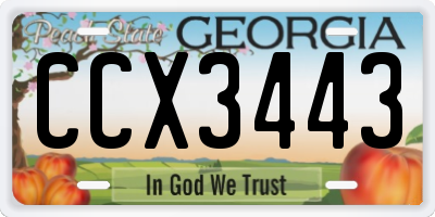 GA license plate CCX3443