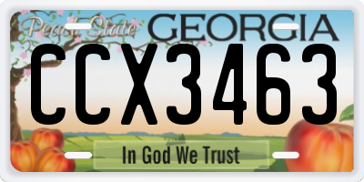GA license plate CCX3463