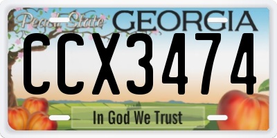 GA license plate CCX3474