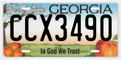 GA license plate CCX3490