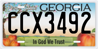 GA license plate CCX3492