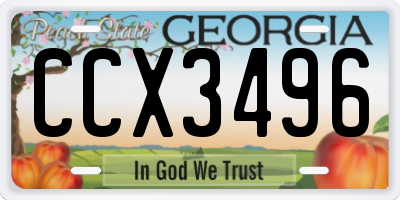 GA license plate CCX3496
