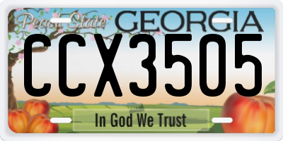 GA license plate CCX3505