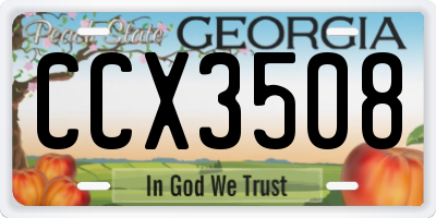 GA license plate CCX3508