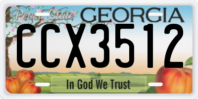 GA license plate CCX3512