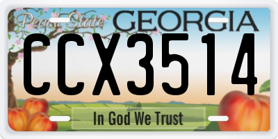 GA license plate CCX3514