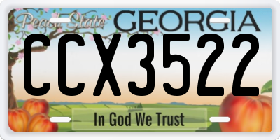 GA license plate CCX3522