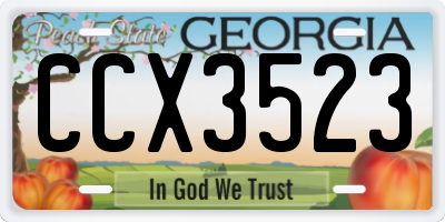 GA license plate CCX3523