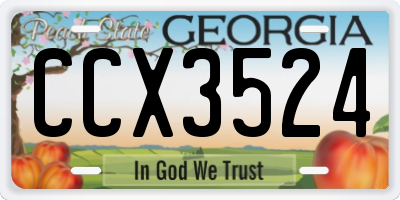GA license plate CCX3524