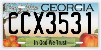 GA license plate CCX3531