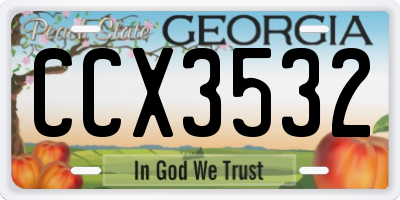 GA license plate CCX3532