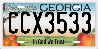 GA license plate CCX3533