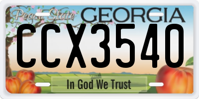 GA license plate CCX3540