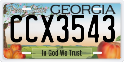 GA license plate CCX3543
