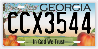 GA license plate CCX3544