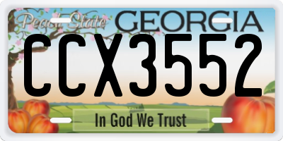 GA license plate CCX3552