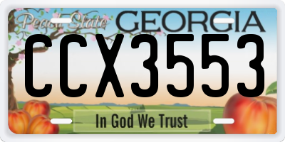 GA license plate CCX3553