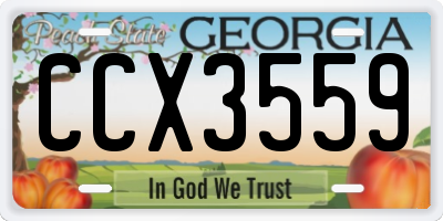 GA license plate CCX3559