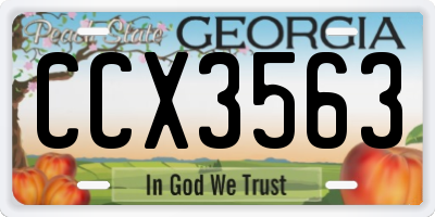 GA license plate CCX3563