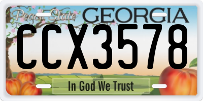 GA license plate CCX3578