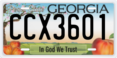 GA license plate CCX3601