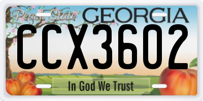GA license plate CCX3602