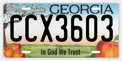 GA license plate CCX3603