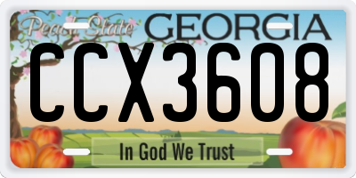 GA license plate CCX3608