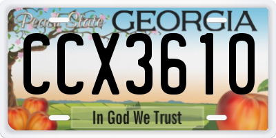 GA license plate CCX3610