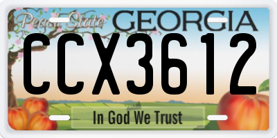 GA license plate CCX3612