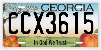 GA license plate CCX3615