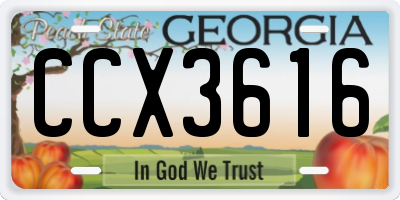 GA license plate CCX3616
