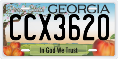 GA license plate CCX3620