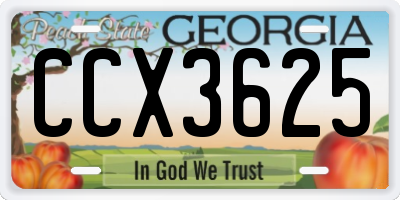 GA license plate CCX3625