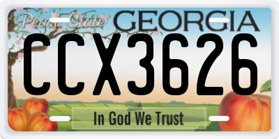 GA license plate CCX3626