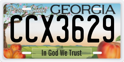 GA license plate CCX3629