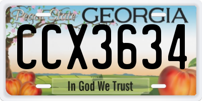 GA license plate CCX3634