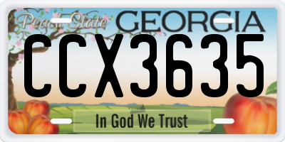 GA license plate CCX3635
